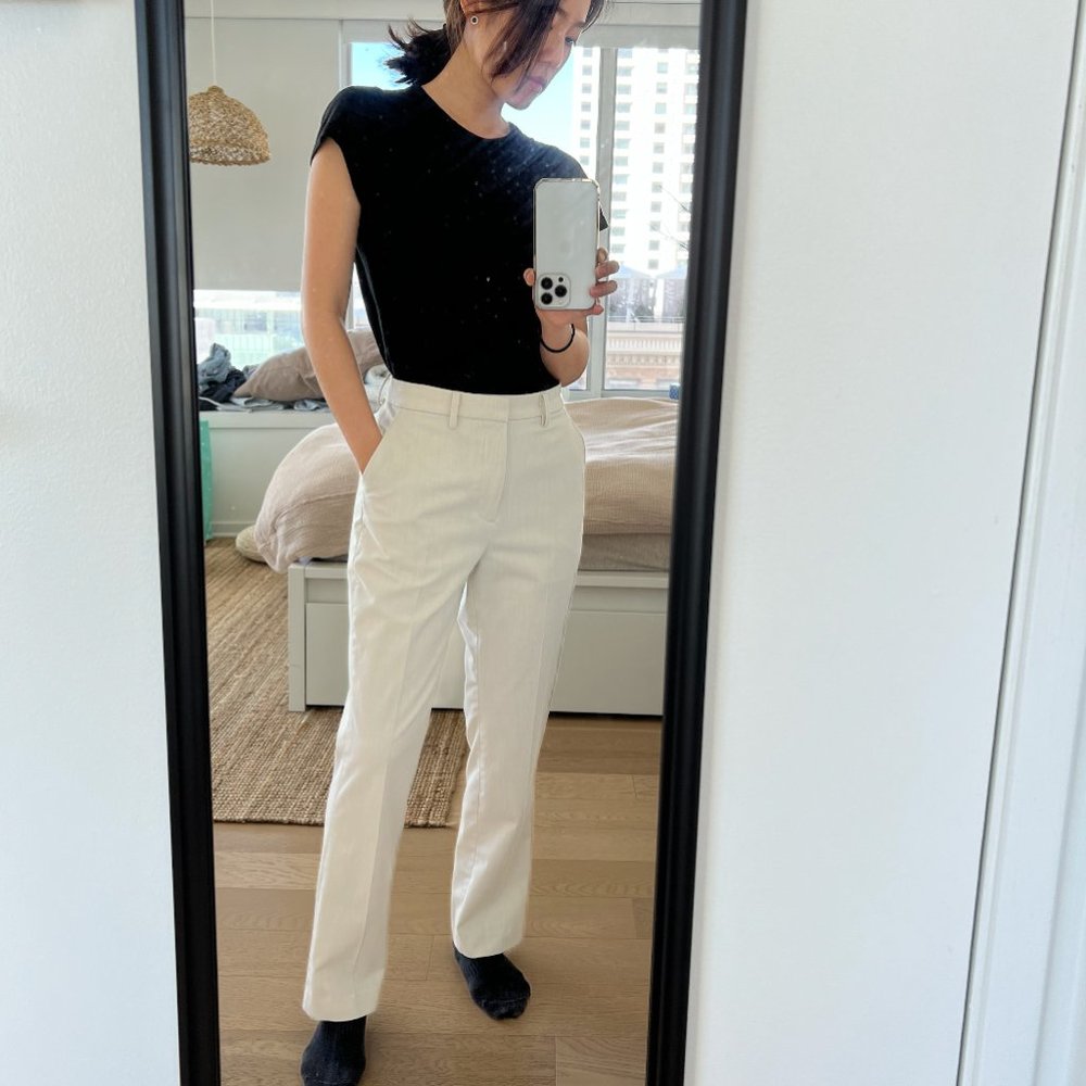 Uniqlo Off-white Stretch Ankle Pants